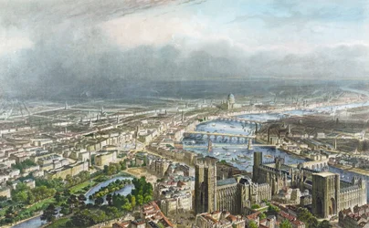 Allgemeiner Aspekt von London, von der Westminster Abbey, ca. 1850, graviert von A. Appert, veröffentlicht von Alfred Chardon